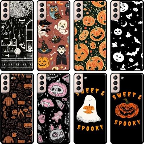 Pumpkin Bat Witch Soft Case For Samsung Galaxy S21 Ultra Note 20 Note 10 S8 S9 S10 Plus S20 FE Phone Cover