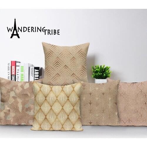 Rustic Style Cover Pillows Gold Cover Cushion Kissen Simple Style Decorative Pillowcase Shabby Chic Geometric Decor Cushions