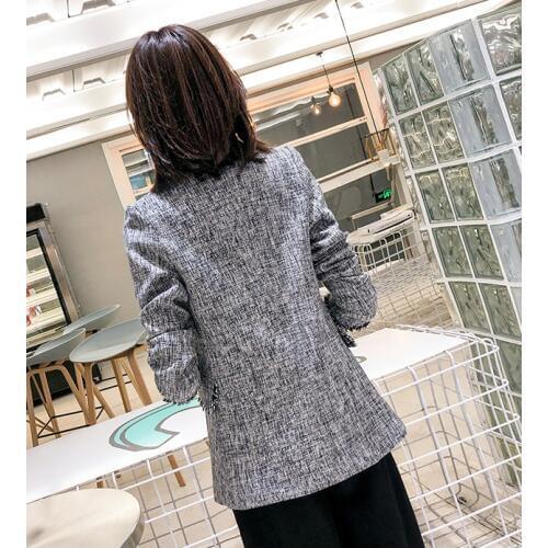 New Autumn 2020 Women Elegant Double Breasted Blazer Female Long Striped Jackets work wear Suit Abrigos Mujer LX2205