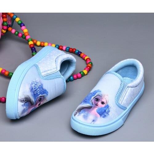 New girls Cartoon frozen elsa canvas shoes kids No shoelace soft casual shoes Europe size 29-34