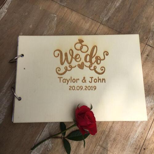 Personalized we do Wreath Name Date Guest Wedding GuestBook Rustic Wedding Gift Wedding Reception Book CustomDIY Guest Book