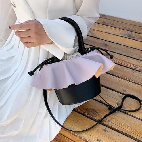Ruffles Top Handle Bags Casual Womens Bag Cheap Shoppers Female Fashion Crossbody Lovely Purses and Handbags Color Contrast 2021