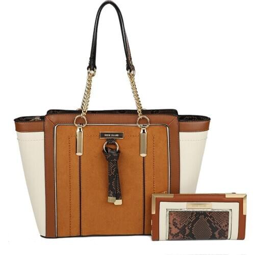 Advanced design new womens bag splicing snake Pu European and American fashion cowhide single shoulder underarm handbag