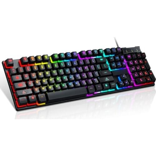 USB Wired Gaming Keyboard 104 Key Mechanical Feeling Gamer Keyboard for Computer L4MD