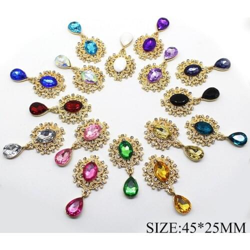 10pcs/lot 45*25MM Stone Sanp Sewing Button Jewelry Craft for Clothing Rhinestone Flatback Button for Wedding DIY Decorative