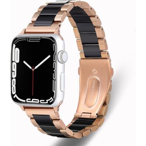 Stainless steel Ceramic strap for Apple watch band 44mm 40mm 42mm 38mm iwatch 6/5/4/SE/3/2 apple watch pulseira link bracelet