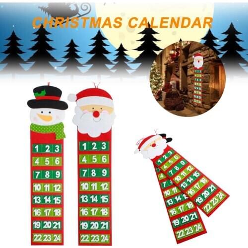 Santa Claus Christmas Advent Calendar Pockets Hanging Decoration Xmas Gifts 2
