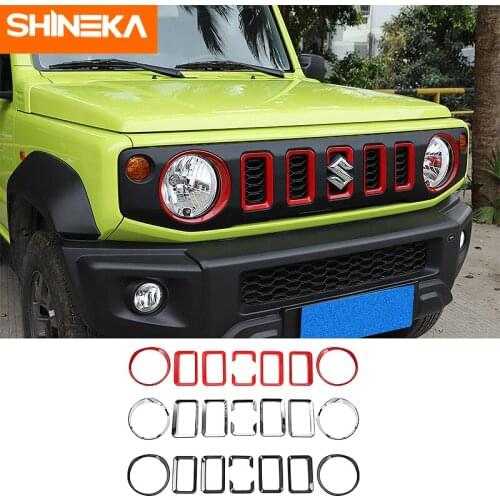 SHINEKA Car Styling For Suzuki Jimny Car Front Grille Headlight Decoration Cover Stickers Kit For Suzuki Jimny 2019+ Accessories