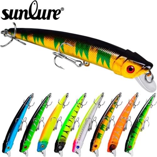 2019 Hard Bait 9.5cm 8pc 3D Eye Minnow Sunlure Fishing Lures Hard Lure Fishing 7.9g-0.28oz Tackle 6# Hook Hard Artificial Bait
