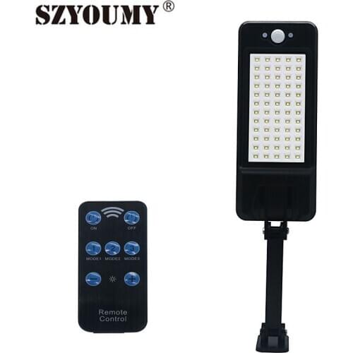 SZYOUMY 60 Led Solar PIR Motion Sensor Wall Light With Remote Outdoor Waterproof Solar lights Garden wall
