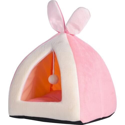 Warm Cute Rabbite Pet House For Cats Winter Cat Bed Mat Basket For Small Dogs Cat House Pets tent cozy cave beds cama gato