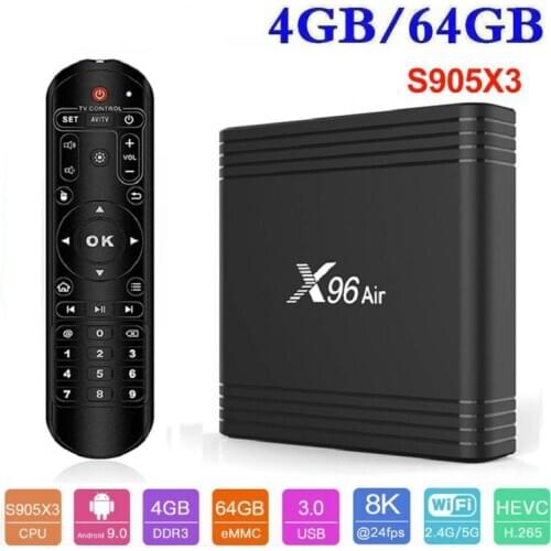 X96 Air 4GB 64GB Android 9.0 TV Box Amlogic S905X3 Quad Core 2.4G 5G Dual Wifi BT4.1 8K 4K X96Air Media player set top box