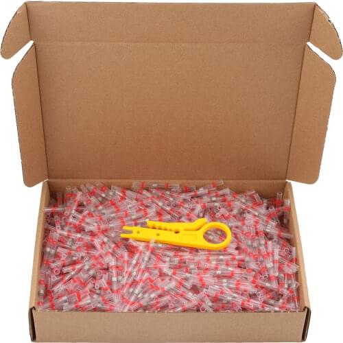 AWG22-18 100/300/500PCS Heat Shrink Soldering Sleeve Insulated Waterproof Electrical Butt Splice Wire Butt Connectors Terminals