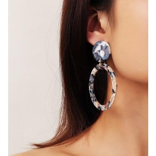 2021 Vintage Geometric Acrylic Acetate Hollow Round Dangle Earrings For Women New Fashion Charm Temperament Drop Earring bijoux