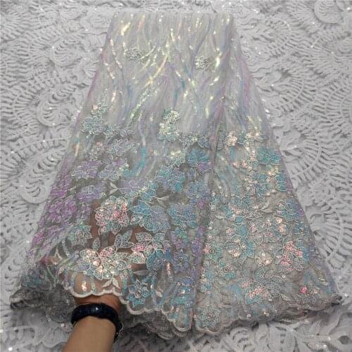 High Quality Sequins Lace Fabrics 2021 White Latest African Sequence Lace Fabric for Bridal Lace Nigerian Net Lace Fabric Green