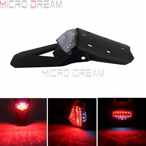 For Honda Kawasaki Universal Motorcycle Red LED Tail Light & Rear Fender Stop Enduro Taillight MX Trail Supermoto Dirt Bike