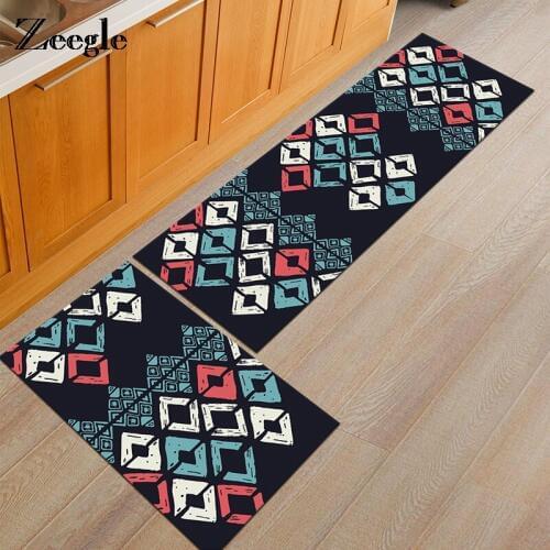 Zeegle Geometric Floor Mat Kitchen Carpet Kid Bedroom Bedside Mats Non-slip Office Chair Floor Mats Microfiber Kitchen Rugs