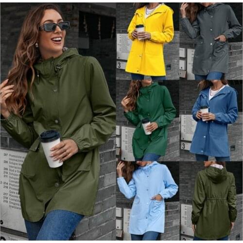 Zipper raincoat outdoor mountaineering suit medium length windbreaker jacket coat top woman