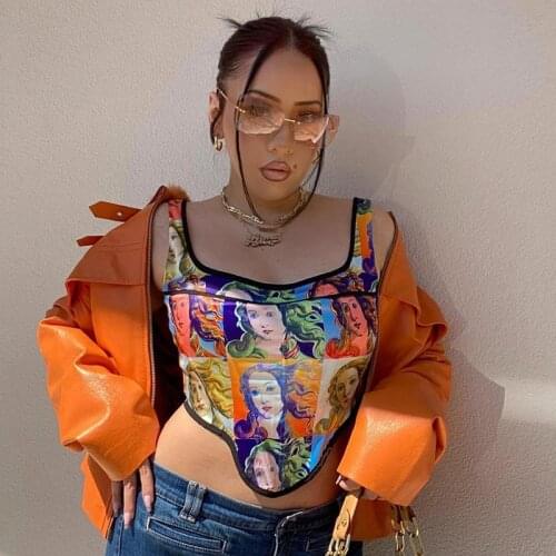 Harajuku Gothic Print Sexy Cropped Tank Top Summer Women Fashion Streetwear Outfits Y2K Aesthetic Sleeveless Camis Mini Vest