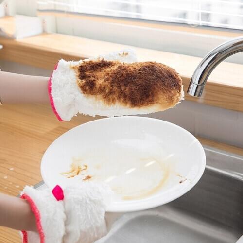 Winter Waterproof Non-stick Oil Dishwashing Gloves Thickened Bamboo Fiber Household Glove Dish Pot Bowl Washing Hang Clean Tools