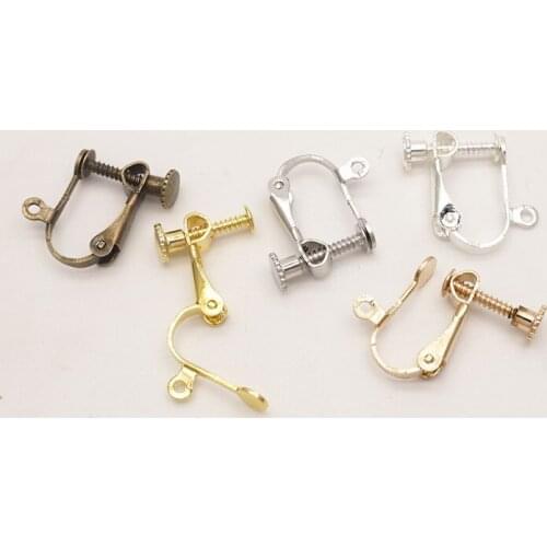 20Pcs Brass Screw ear clip Non-Pierced Earring Converter with Loop Plastic Earring Pads Earrings Jewelry Findings Component
