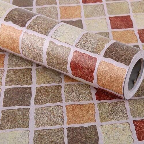 45cm*2.5m Mosaic Wall Decals Home Decor Wallpapers Bathroom Wall Sticker 3D Pattern PVC Self-adhesive Wall Paper Waterproof