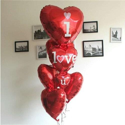 5pcs/lot 18 inch Red Heart Foil Balloons I Love You Proposal Gifts Valentines Day Wedding Party Decorations Helium Balls Supply