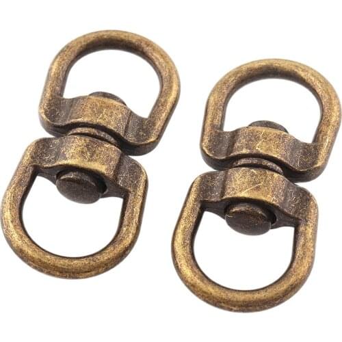 6pcs Metal Swivel Hook Clasp Key Chains Keyrings Connectors For Lanyards Paracord Handbag Bag Parts Size 15mm Antique bronze