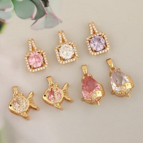 HAOSAW 2Pcs Jewelry Accessories/CZ Charm/Necklace Pendantss/Fish Shape/DIY Making/Jewelry Findings & Components/Hand Made