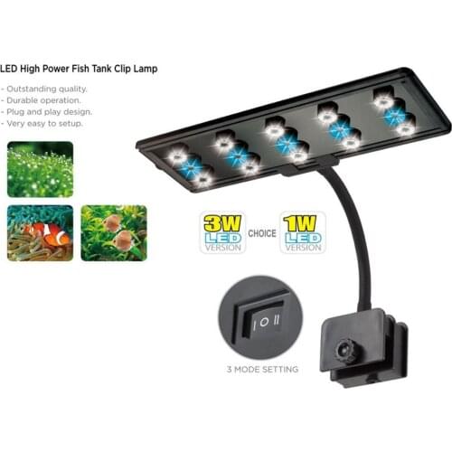 Aquarium Fish Tank Clamp Clip Lamp Light White&Blue Color Light 1FT 13W Aluminum alloy LED aquarium clip light 15 LED