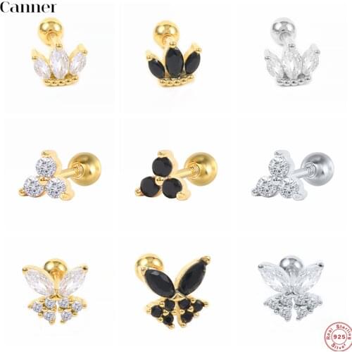 Canner 100% 925 Sterling Silver Mini Stud Earring Colorful Rainbow CZ Ohrringe Earings Piercing Jewelry 2021 Trend Pendientes W5