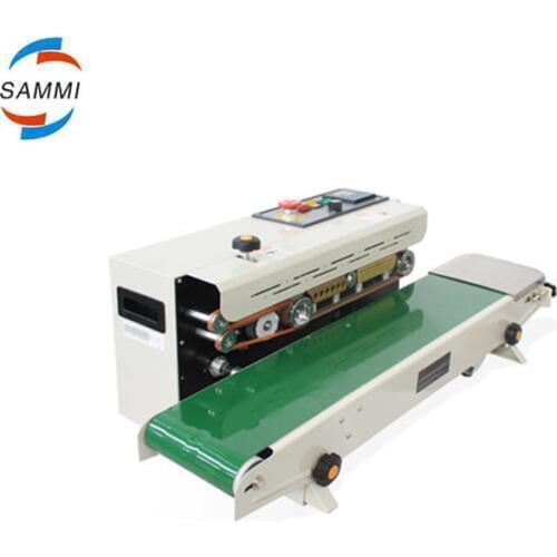 Automatic heat sealing machine with date printer, continuous band sealer with conveyor