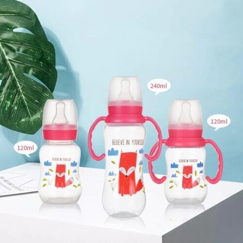 120ML/240ML Standard Diameter Infant Nursing Bottle Feeding Cup With Grip and Neck Nipple Baby Feeding Bottle