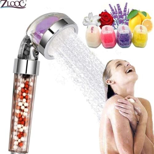 Zloog Bath Aroma Filter Shower Head Vitamin/Lemon/Lavender/Rose/Jasmine Fragrance Ion Mineral Beads Saving Water Shower Head
