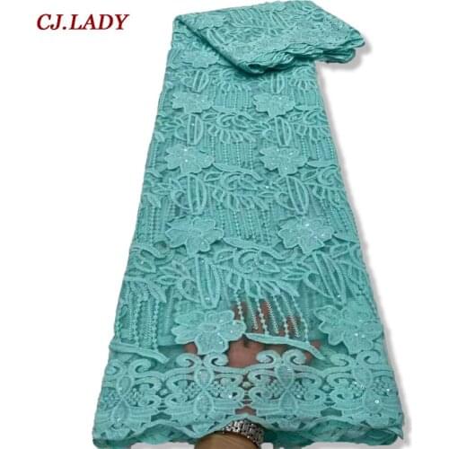 Hot sale 5 Yards Light Green High quality African hand cut Swiss Voile Lace with stones for wedding Mesh Lace Fabric for Dress