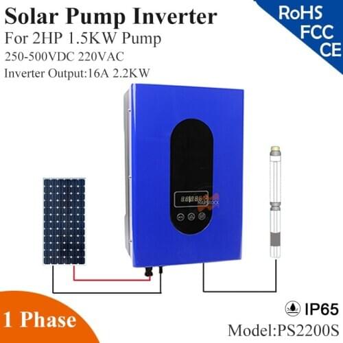 2200W 16A 1phase 220VAC solar pump inverter with IP65 full auto operation for 2HP 1.5KW water pump for solar pump system