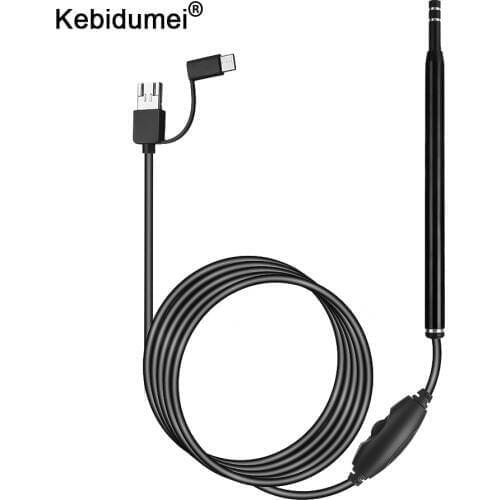 Kebidumei Ear Cleaning Endoscope 3 in1 USB HD Visual Ear Spoon 5.5mm Mini Camera for Android PC Ear pick Otoscope Borescope Tool