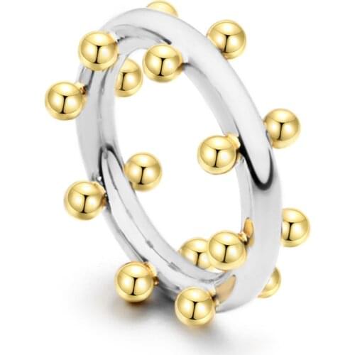 VAROLE Double Row Ball Arrangement Rings Gold Color Midi Ring 100% Copper Ring Knuckle Rings For Women anel Jewelry