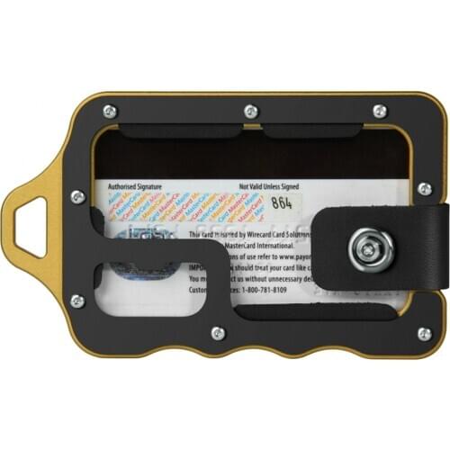 New Arrivals Adjustable snap Metal Card Wallet with Real Leather Bank Credit Card Holder Multifunctional Minimalist Wallet