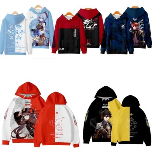 Genshin Impact Cosplay Costume Klee Qiqi Paimon Tartaglia Ningguang Kaeya Mona Barbara Lumine Venti Unisex 3D Hoodie Sweatshirt