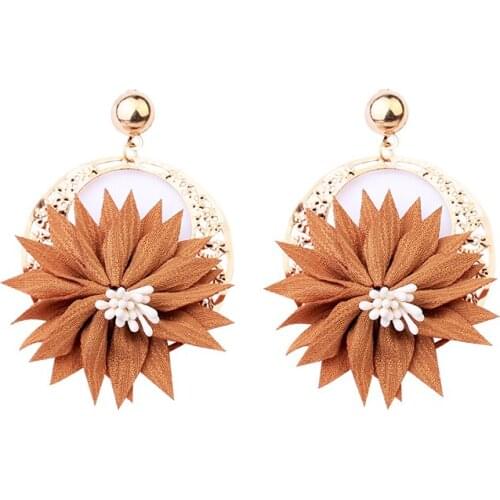 Fashion Flower Earrings Sweet Gold Statement Boho Colorful Dangle Earrings For Women Girls Trendy Jewelry 2020 New Arriavel