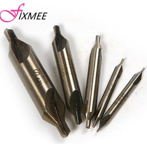Fixmee Hot 5 HSS Combined Center Drills Countersinks 60 Degree Angle Bit Set Tool Metric 1mm 1.5mm 2.5mm 3.15mm 5mm