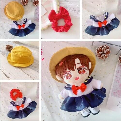 New Arrive 20cm Doll Dress Clothes +HAT+HairBand Dolls Accessories for Our Generation Korea Kpop EXO idol Dolls gift DIY Toys