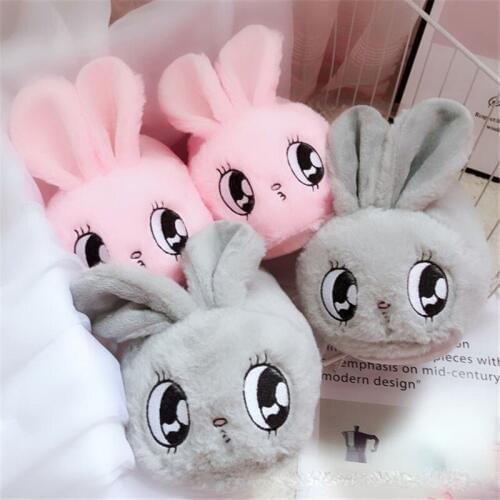 Autumn Winter Cute Home Slippers Cartoon Rabbit Indoor Slides Couple Home Slippers Warm Cotton Shoes Furry Slides Bread Shoes