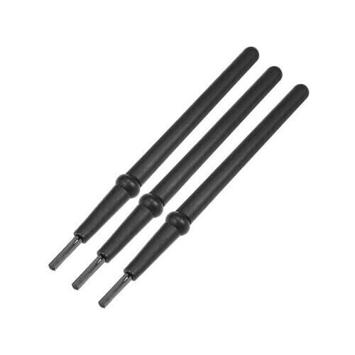 3pcs Plastic ESD Anti Static Conductive Brush Round Handle Black