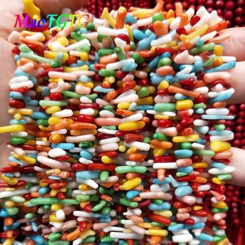 Mixcolor Coral Beads For Jewelry Making Necklace Bracelet Colorful Irregular Stick Shape Coral Beads Accessories Wholesale