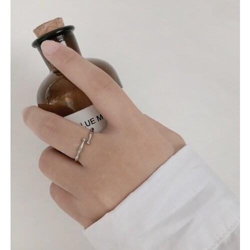Adjustable Bamboo Ring For Women/Men Fashion Minimalist Style All-match Joint Tail Rings Party Silver Color Jewelry