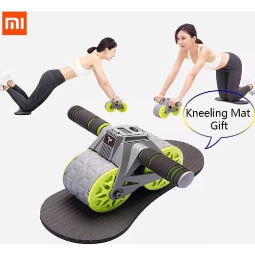 Xiaomi Roller Wheel Abdominal Muscle Trainer No Noise Automatic Rebound Abdominal Wheel with Mat For Arm Waist Leg Gym Non-slip