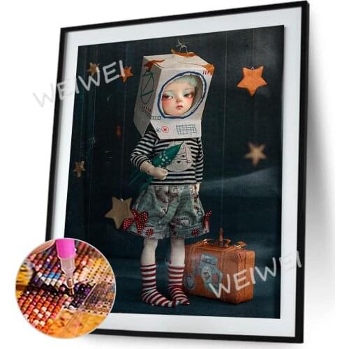 Cartoon Box Girl Doll 5D Diy Diamond Painting Kits Full Square Round Drill Resin Hanging Art Picture Home Decor Handmade Craft