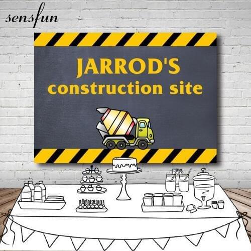 Sensfun Backgrounds For Boys Children Birthday Backdrop Construction Party Banner Decor Backgrounds For Photo Studio Custom